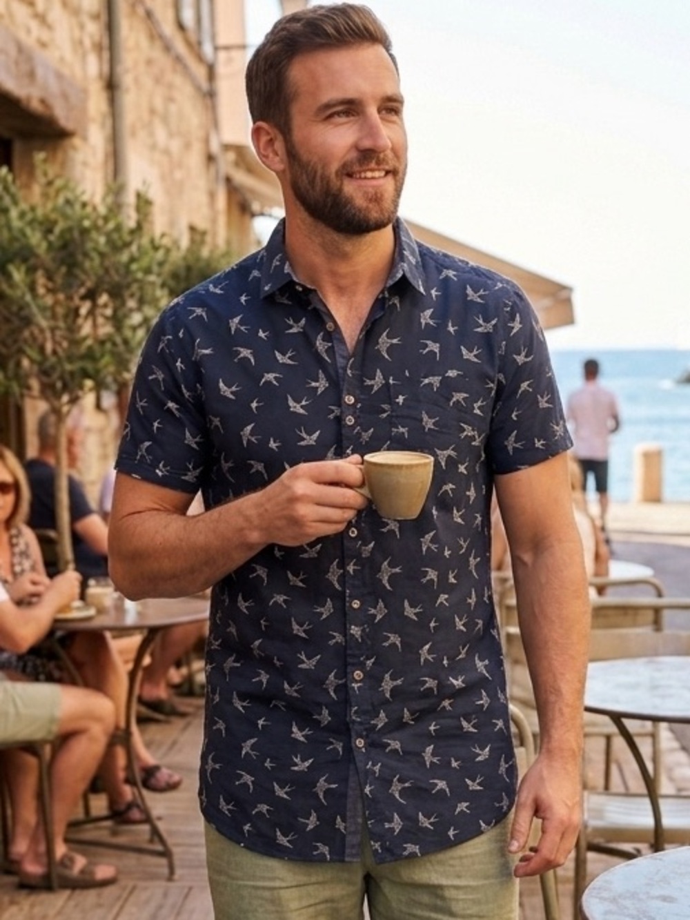 Denim & Flower (by Ricky Singh) short sleeve graphic print button down